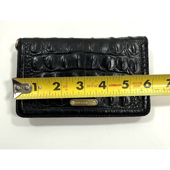 Brahmin Debra Pecan Melbourne Genuine Leather Croc Embossed Wallet Black - Picture 13 of 16